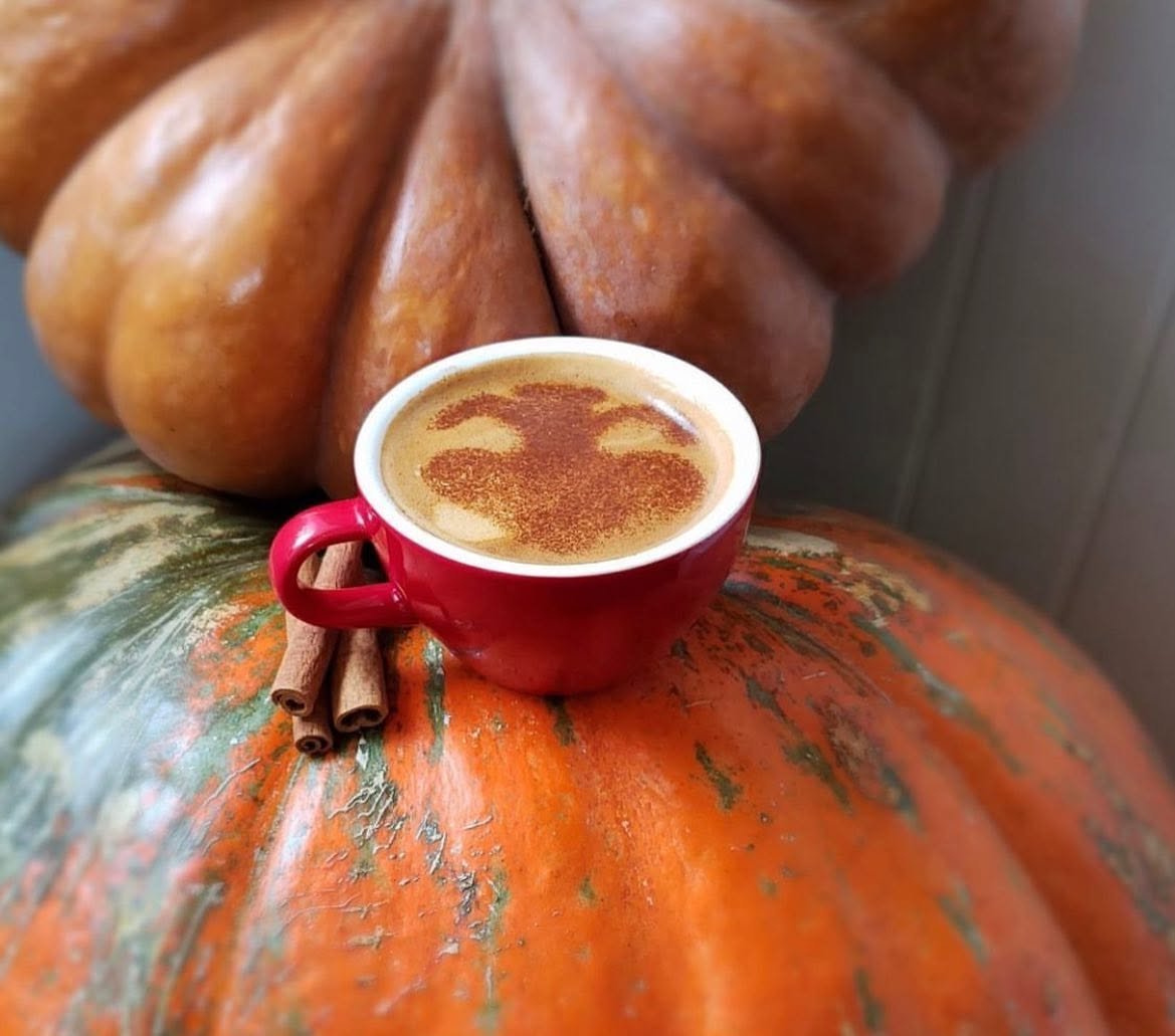 Spiced latte dusted with cinnamon
